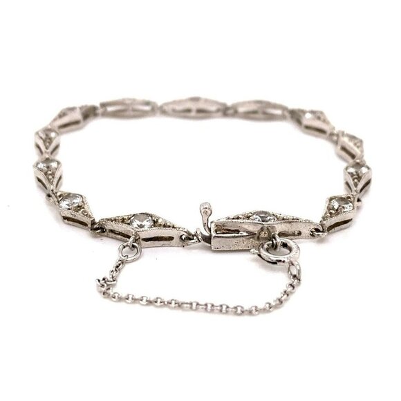 Estate Sterling Silver & Rhinestone 7” Line Bracelet! 174 - Picture 3 of 5